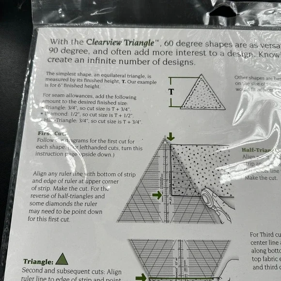 Alicia's Attic Clearview Triangle 12 Inch 60 Degree Acrylic Quilting Ruler NEW - Picture 6 of 7